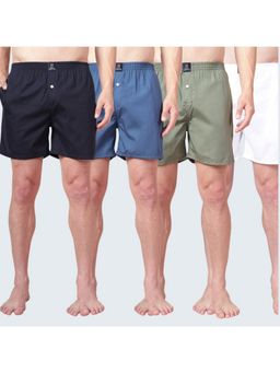 Urban Scottish - Multi-Colour Pure Cotton Regular Fit Solid Boxers (Pack of 4)