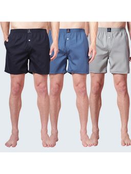 Urban Scottish - Multi-Colour Regular Fit Pure Cotton Solid Boxers (Pack of 3)