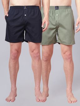 Urban Scottish - Multi-Colour Regular Fit Cotton Solid Boxers (Pack of 2)