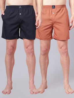 Urban Scottish - Multi-Colour Cotton Solid Pull On Boxers (Pack of 2)