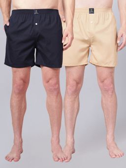 Urban Scottish - Multi-Colour Solid Cotton Boxers (Pack of 2)