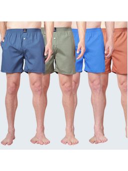 Urban Scottish - Multi-Colour Regular Fit Solid Cotton Boxers (Pack of 4)