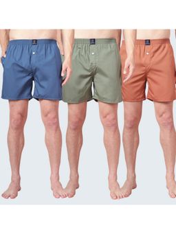 Urban Scottish - Multi-Colour Pure Cotton Solid Boxers (Pack of 3)