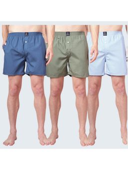 Urban Scottish - Multi-Colour Cotton Solid Boxers (Pack of 3)