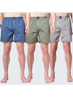 Urban Scottish - Multi-Colour Cotton Solid Boxers (Pack of 3)