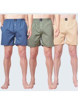 Urban Scottish - Multi-Colour Cotton Regular Fit Boxers (Pack of 3)