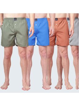 Urban Scottish - Multi-Colour Regular Fit Pure Cotton Boxers (Pack of 4)
