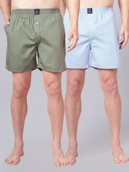 Urban Scottish - Multi-Colour Pull On Pure Cotton Solid Boxers (Pack of 2)