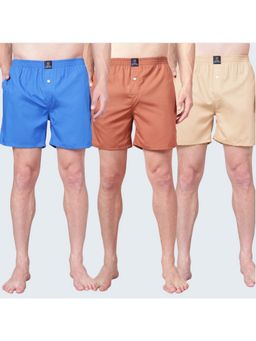 Urban Scottish - Multi-Colour Cotton Solid Boxers (Pack of 3)