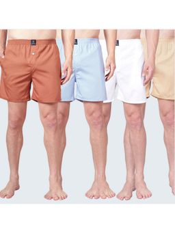 Urban Scottish - Multi-Colour Solid Cotton Boxers (Pack of 4)