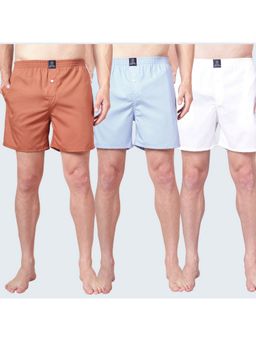 Urban Scottish - Multi-Colour Solid Pure Cotton Boxers (Pack of 3)