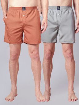 Urban Scottish - Multi-Colour Pure Cotton Solid Boxers (Pack of 2)