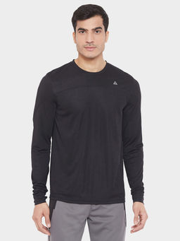 Athlisis - Men Black Solid Dry Plus Running Round Neck T-shirt