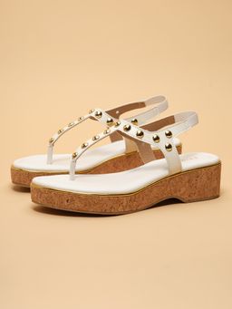 ERIDANI - Delica White T-Strap Wedges
