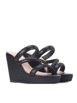 Saint G - Women Strass Cord Black Wedges