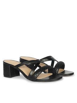 Saint G - Women Black Vegan Leather Block Sandal Heels