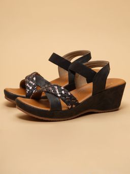 ERIDANI - Vale Black Braided Wedges