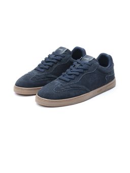 Rare Rabbit - Burnie Navy Blue Lace-Up Closure Suede Sneakers
