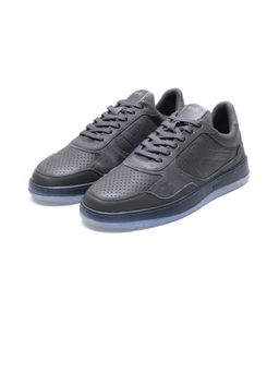 Rare Rabbit - Reven Dark Grey Lace-Up Closure Leather Sneakers