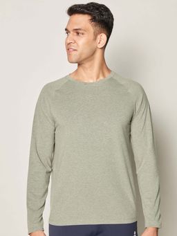 GLOOT - Anti Odor Cotton Long Sleeve Round Neck T-Shirt - GLA010 Olive Melange