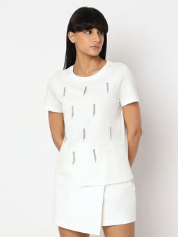 VERO MODA - White Embellished Cotton Shirt