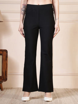 FFU - Women's Full Length 4 Pocket Solid Flared Pant Trouser