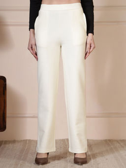 FFU - WOMENS BLACK POLY COTTON BRUSHED SPANDEX PLAZZO