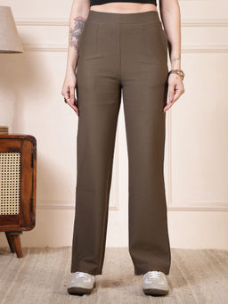 FFU - WOMENS BLACK POLY COTTON BRUSHED SPANDEX PLAZZO