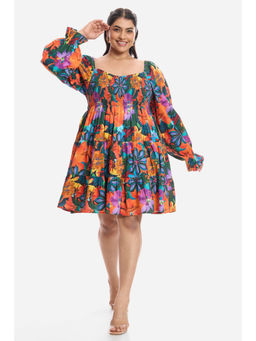 Virgio - Viscose Mini Plus Size Dress with Volume Sleeves for Women