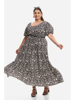 Virgio - Viscose Midi Plus Size Dress with Pleated Bodice for Women