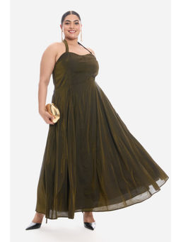 Virgio - Viscose Halter Neck Sweetheart Maxi Plus Size Dress for Women