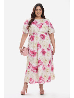 Virgio - Cotton Maxi Plus Size Dress With Puff Sleeve for Women