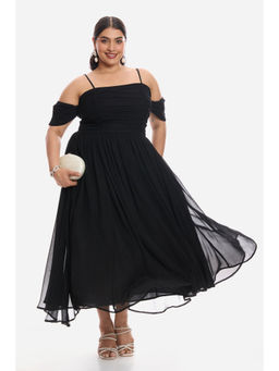 Virgio - Viscose Off Shoulder Ruched Plus Size Dress for Women