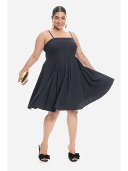 Virgio - Cotton Strappy Panelled Midi Plus Size Dress for Women