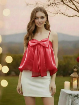 Sera - Women Red Solid Crop Party Top