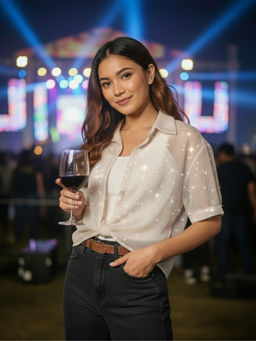 Sera - Studded Party Shirt with Inner