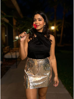 Label Tanvee - Champagne Sequin Mini Skirt