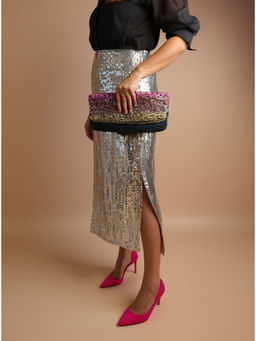 Label Tanvee - Champagne Sequin Long Skirt