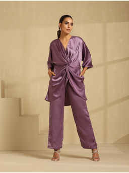Indy Raaga - Women Purple Imported Satin Co-Ord Set