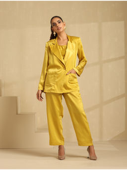 Indy Raaga - Women Mustard Yellow Imported Satin Co-Ord Set