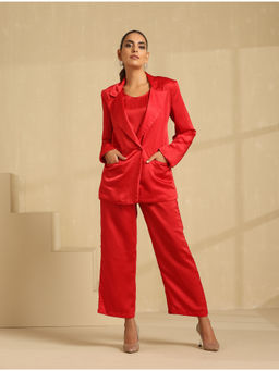 Indy Raaga - Women Red Imported Satin Co-Ord Set