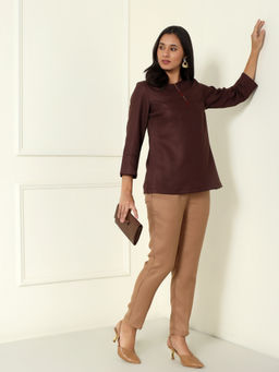 Indy Raaga - Coffee Brown Woollen Coord Set for Women