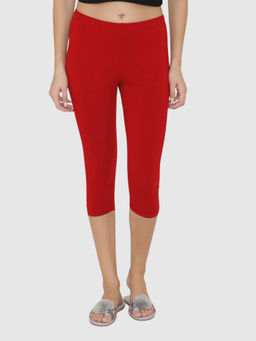Bonjour - Women's Comfy Classy Capri Leggings - Red