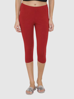 Bonjour - Women's Comfy Classy Capri Leggings - Maroon