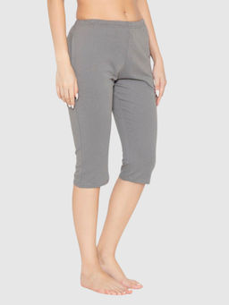 Bonjour - Women's Plain Knitted Capri - Charcoal Grey
