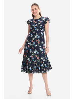 Virgio - Viscose Flutter Sleeve Midi Dress for Women