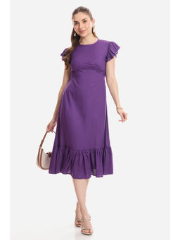 Virgio - Viscose Flutter Sleeve Midi Dress for Women
