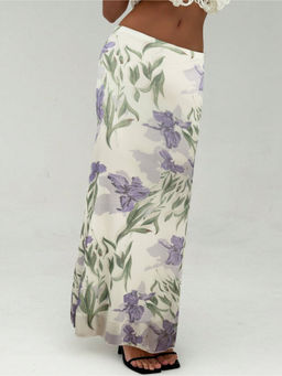 Outzidr - White High Waist Printed Skirt