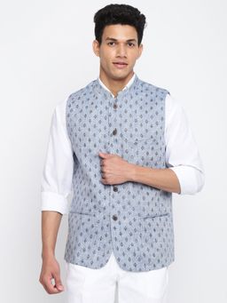 Fabindia - Blue Linen Printed Jackets