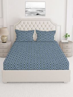 Layers - Firenze 140 TC Double Bedsheet - Blue (Queen)